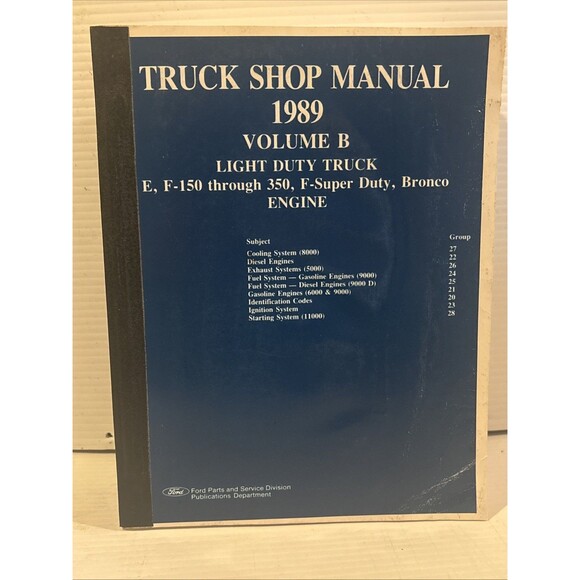 1989 Ford Light Duty Series Factory Model E, F150-350, F Super Truck Shop Manual - Picture 6 of 9